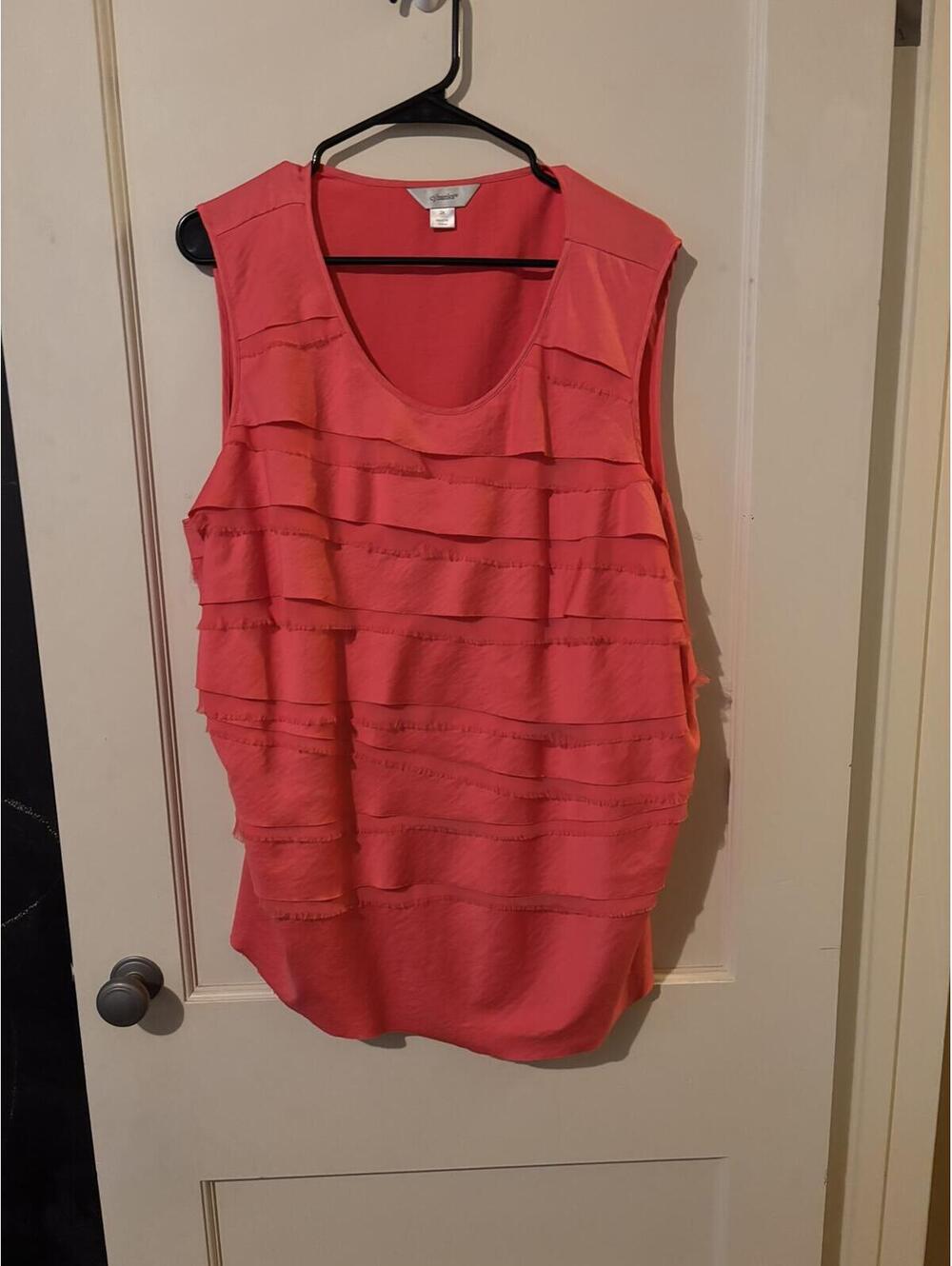 CJ Banks Coral Sleeveless Tiered Blouse Plus 2X